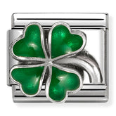 Nomination Composable Classic Link 330204/42 Green Four Leaf Clover in 925 Silver & Enamel